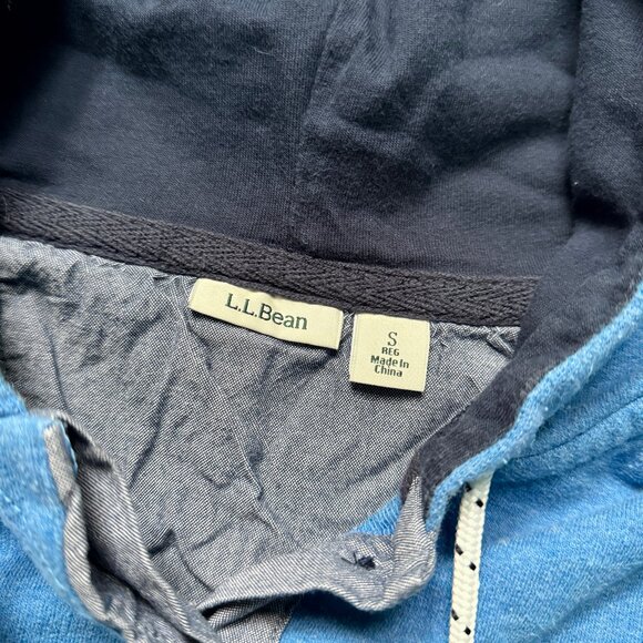 L.L. Bean Women's Soft Cotton Rugby Hoodie - Blue/White - Picture 4 of 6